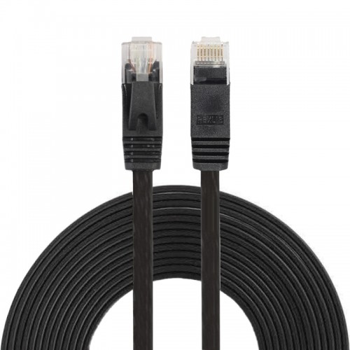DeTech Μαύρο Flat Καλώδιο Lan Δικτύου UTP CAT6 1.5m (18130)