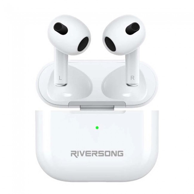 Riversong EA150W Λευκά Air Mini Light Earbud Bluetooth Handsfree Ακουστικά με Θήκη Φόρτισης 