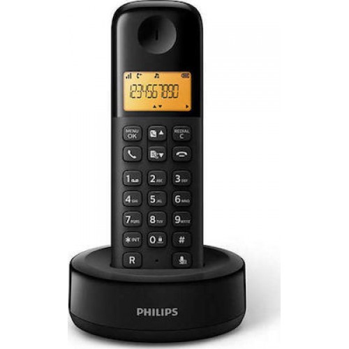 Philips D1601B/34 Μαύρο Ασύρματο Τηλέφωνο Με Ελληνικό Μενού 