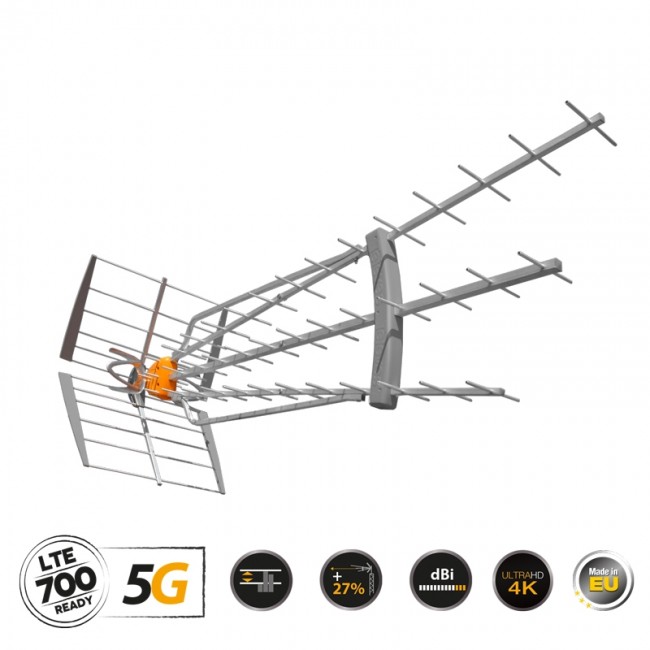 Televes 149721 DAT-75 T-Force 5G LTE HD Boss LR (21-48) Εξωτερική 