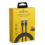 Powertech PTR-0131 Braided USB 2.0 Cable USB-C male - USB-C 60W Μαύρο 0.6m **