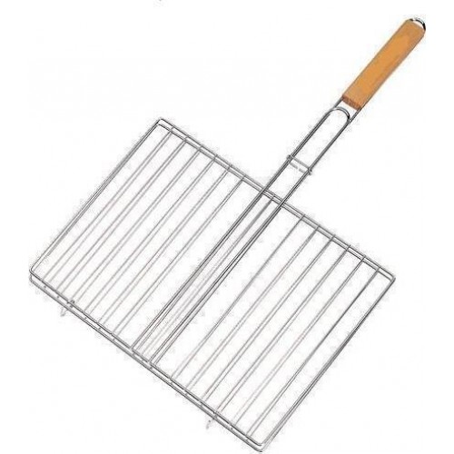 Roller Kappatos 41031 Χρωμίου με Ξύλινη Λαβή για Ψηστιέρα 1200W Ορθογώνια 38x24.5cm