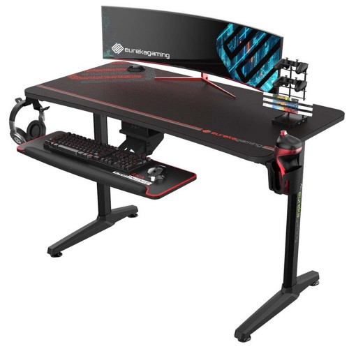 Eureka Ergonomic ERK-GIP-P47B Μαύρο Gaming Γραφείο Με Μεταλλικά Πόδια 120x60x77εκ. 