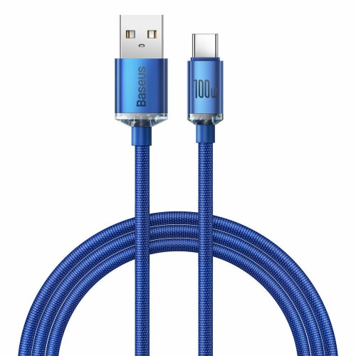 Baseus Crystal Shine Braided USB 2.0 Cable USB-C male - USB-A male Μπλε 1.2m (CAJY000403)