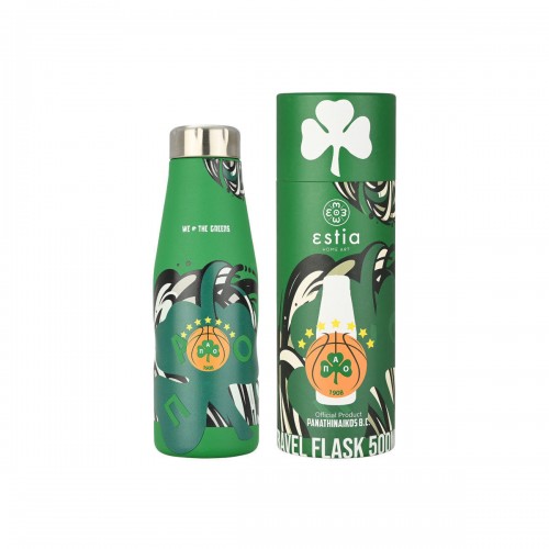 Estia 00-27186 Travel Flask Μπουκάλι Θερμός Ανοξείδωτο BPA Free Panathinaikos BC Edition We The Greens 500ml *