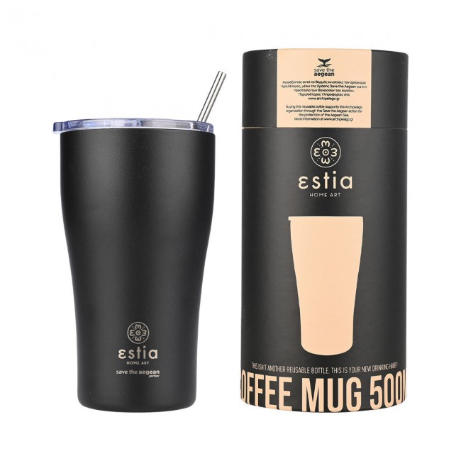 Estia 01-23122 Θερμος Coffee mug Save the Aegean 500ml Midnight Black *