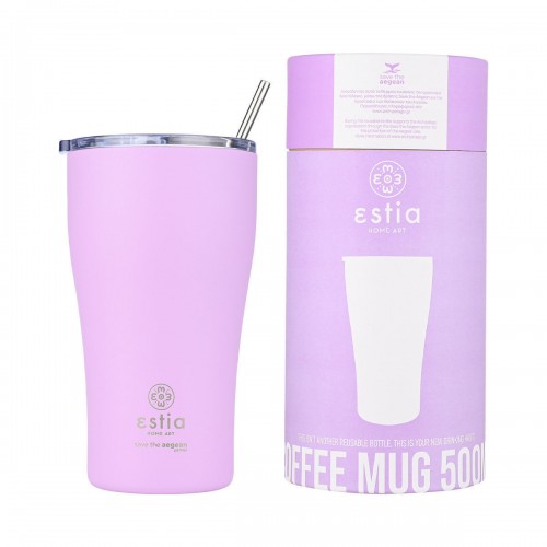 Estia 01-23195 Θερμος Coffee mug Save the Aegean 500ml Lavender Purple *
