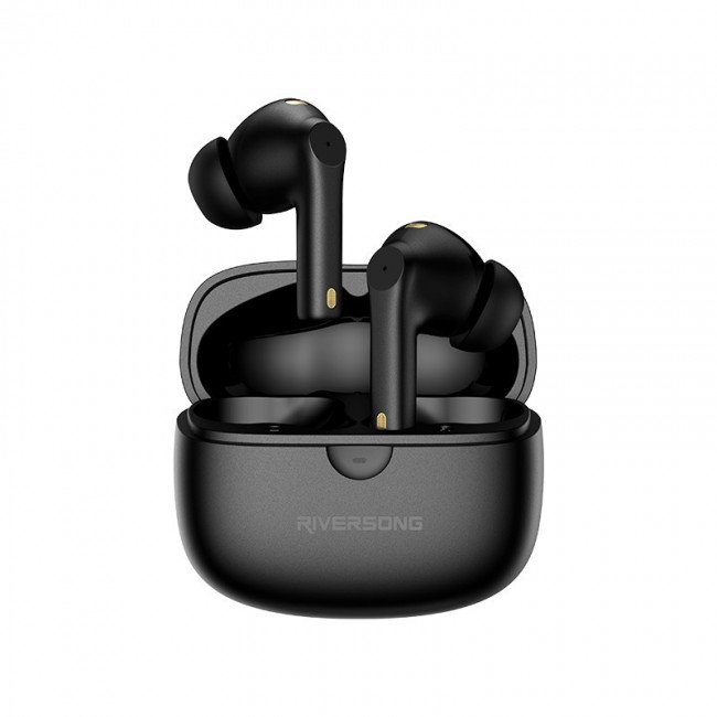 Riversong Utopia H5 Μαύρα In-ear Bluetooth Handsfree Ακουστικά με Αντοχή στον Ιδρώτα και Θήκη Φόρτισης EA271