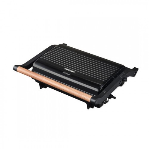 Primo PRPT-40492 Wooden-Μαύρη Tοστιέρα Panini  Αντικολλητικές Πλάκες 1000W *
