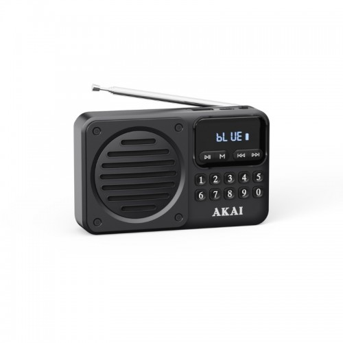 Akai APR-300BK Μαύρο μίνι φορητό ρετρό ραδιόφωνο FM/AM Bluetoothn USB microSD*