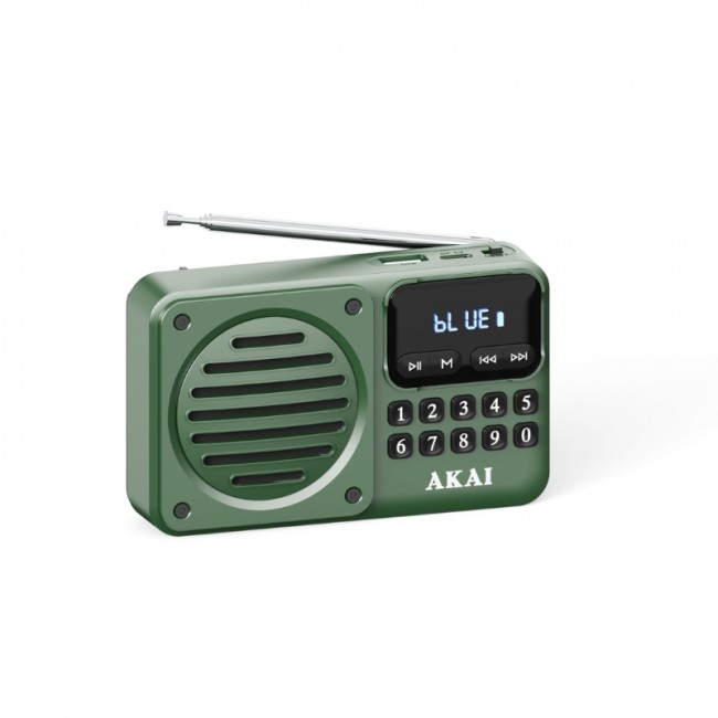 Akai APR-300 Πράσινο μίνι φορητό ρετρό ραδιόφωνο FM/AM Bluetooth USB microSD*