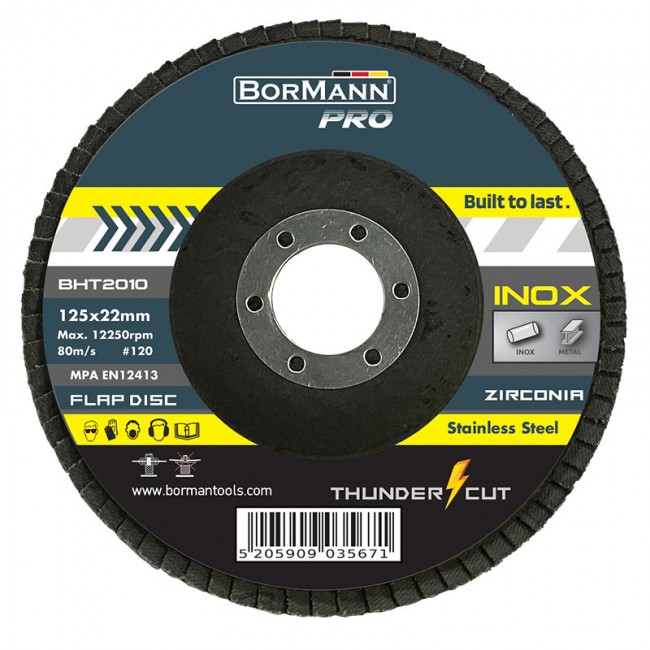 Bormann  Pro BHT2010 Δίσκος Λείανσης ''THUNDER-CUT" INOX ΜΕ ΦΥΛΛΑΡΑΚΙΑ Φ125x22 120 