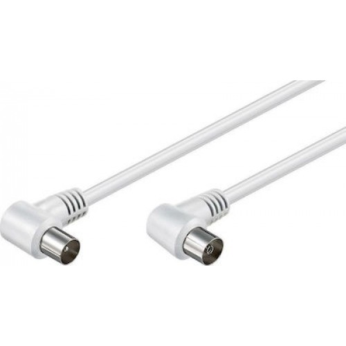 Powertech CAB-V024 Λευκό Kαλώδιο Kεραίας CAB-V024 Αρσενικό Σε Θηλυκό 90° 3m 