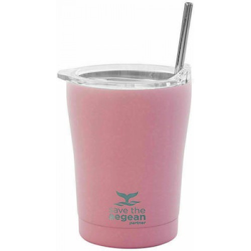 Estia Coffee Mug Save The Aegean Ποτήρι Θερμός με Καλαμάκι Blossom Rose 350ml 01-12472*