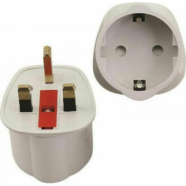 Eurolamp 147-09103 Λευκός Αντάπτορας Πρίζας από Ελλάδας σε Αγγλίας **