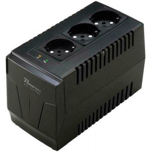 Powertech PT-AVR-1500 Compact Σταθεροποιητής Τάσης 1500VA με 3 Πρίζες Ρεύματος*