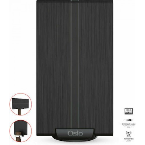 Osio OTA-3035 Μαύρο Εσωτερική Κεραία Τηλεόρασης (απαιτεί τροφοδοσία) σε Σύνδεση με Ομοαξονικό (Coaxial) Καλώδιο 