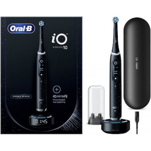 Oral-B iO Series 10 Μαύρη Ηλεκτρική Οδοντόβουρτσα με Χρονομετρητή, Αισθητήρα Πίεσης και Θήκη Ταξιδίου 