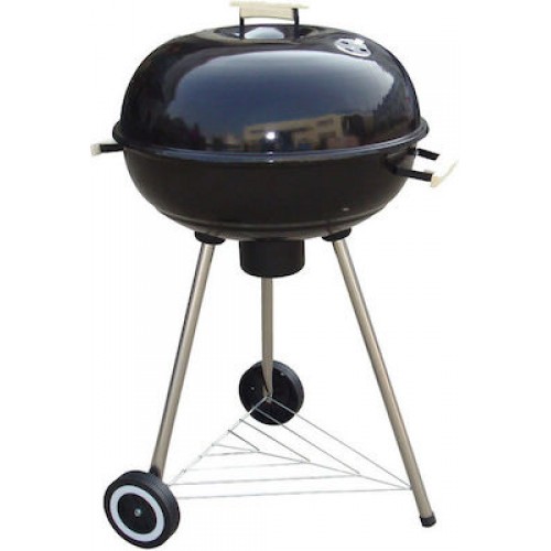 Bormann BBQ1160 Μαύρο Ανοξείδωτη Στρογγυλή Ψησταριά Κάρβουνου με Καπάκι και Ρόδες 56εκ *