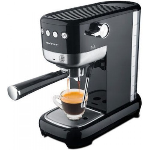 Rohnson R-98014 Μαύρη Μηχανή Espresso 1350W Πίεσης 20bar 