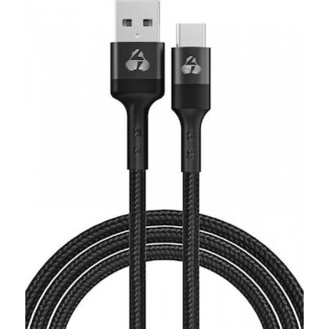 Powertech PTR-0128 Μαύρο Braided USB 3.0 Cable USB-C male - USB-A 60W  1m **