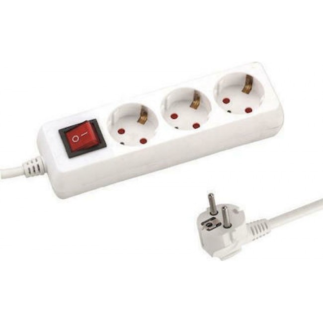 Eurolamp 147-62230 Πολύπριζο 3 Θέσεων με Διακόπτη και Καλώδιο 3m