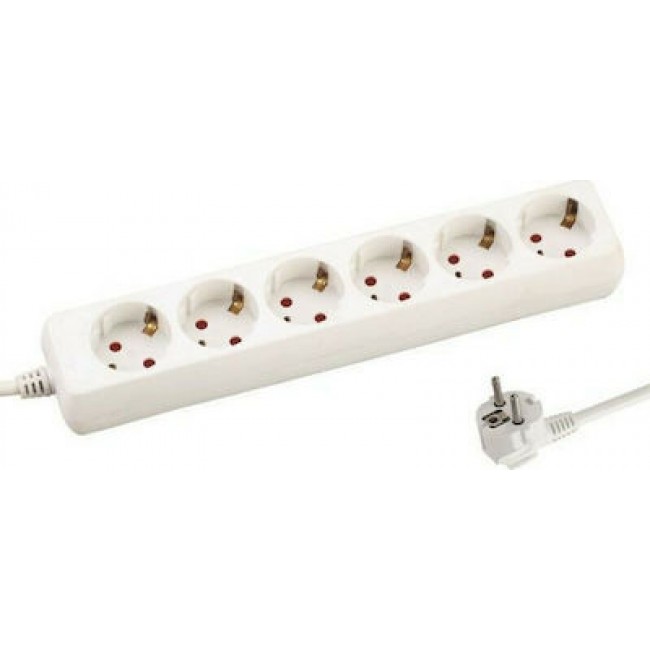 Eurolamp 147-62204 Πολύπριζο 6 Θέσεων με Καλώδιο 1.5m