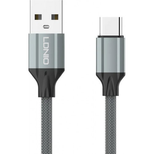 Ldnio LS442 Γκρι Καλώδιο Braided USB 2.0 Cable USB-C 2m