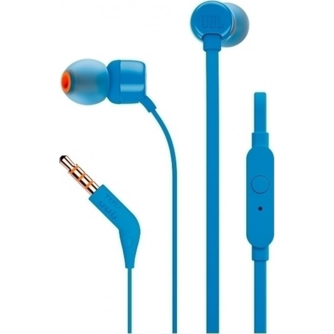 JBL T110 Blue  InEar Universal Headphones 1-button Mic/Remote  (JBLT110BLU) *