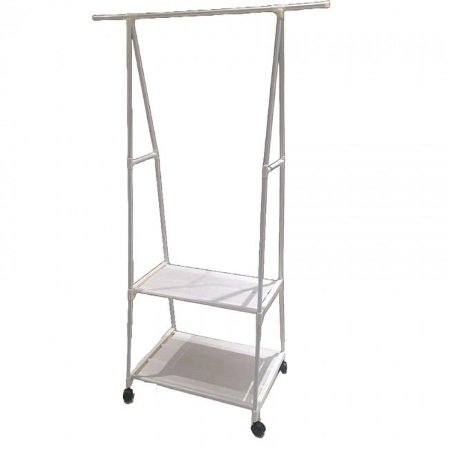 BORMANN Elite BPC2230 Κρεμάστρα Ρούχων Δαπέδου Μεταλλική Τροχήλατη, με Δύο Ράφια, Γκρι 42x55x160cm *