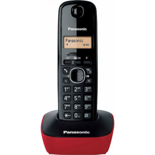 Panasonic KX-TG1611 Ασύρματο Τηλέφωνο με Ελληνικό Μενού Μαύρο-Κόκκινο