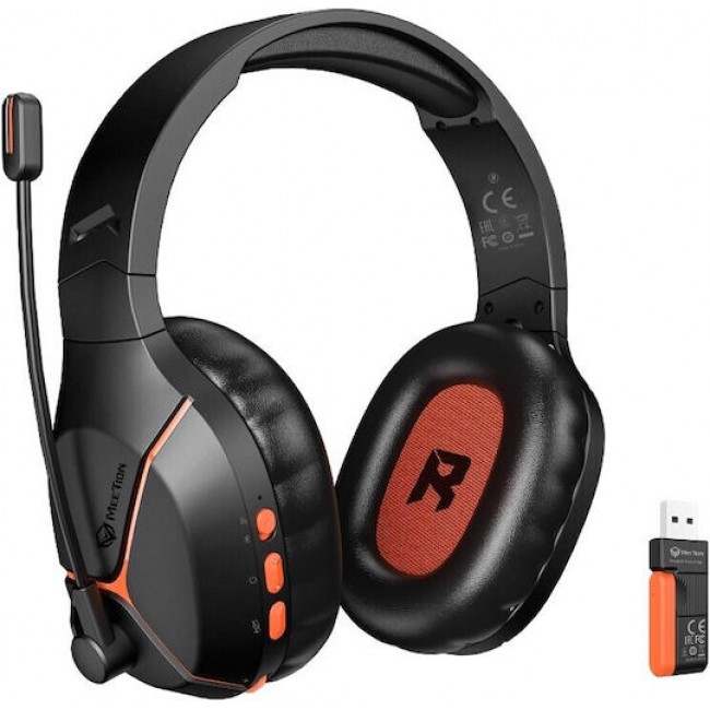 Meetion BTH011 Ασύρματο Over Ear Gaming Headset με σύνδεση Bluetooth / USB Black Orange