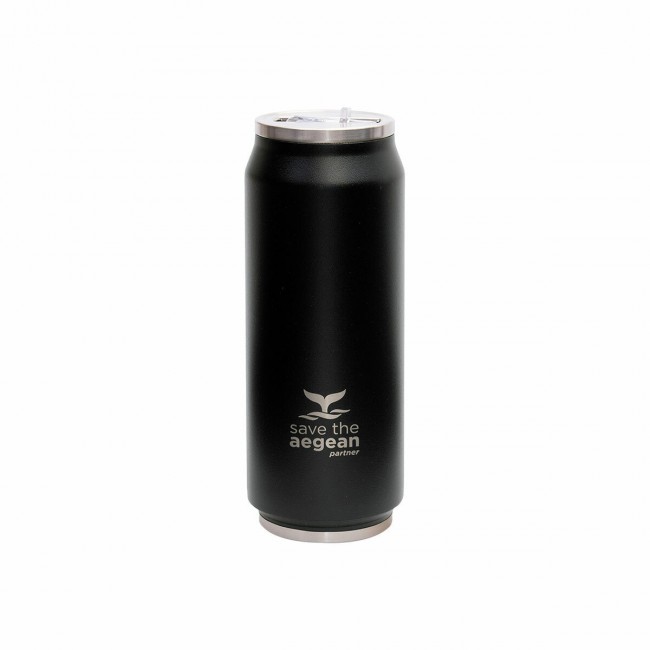 Estia 01-7843 Travel Cup Save The Aegean Ποτήρι Θερμός με Καλαμάκι Black Matte 500ml *