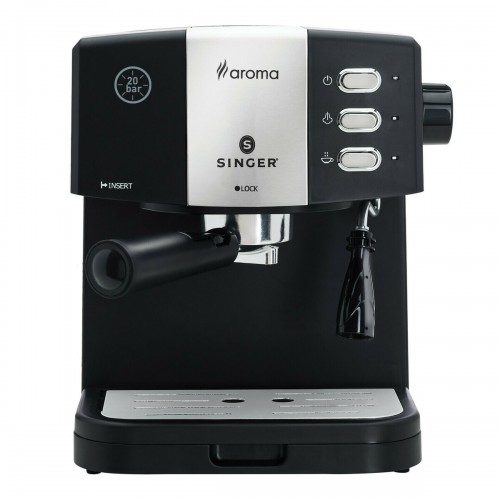 Singer ES-851B Μαύρη Μηχανή Espresso 850W Πίεσης 20bar 