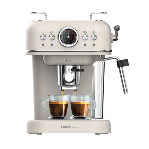 Primo PREM-40445 Μπεζ Αυτόματη Μηχανή Espresso Πίεσης 20bar για Cappuccino *
