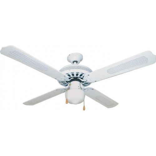 Eurolamp 147-29000 Λευκός Ανεμιστήρας Οροφής 130cm με Φως 