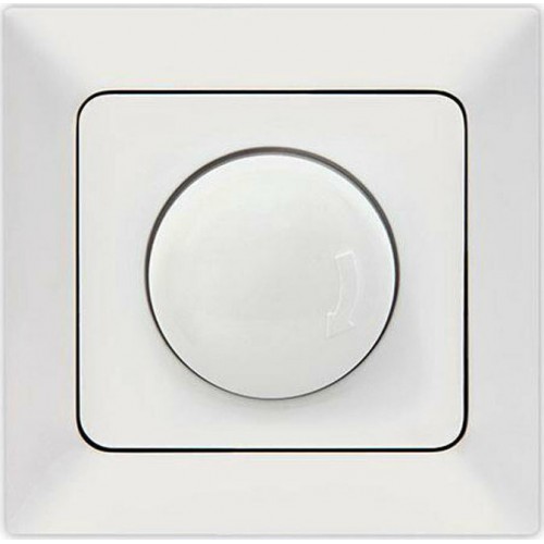 Eurolamp 152-66000 Λευκό Χωνευτός Διακόπτης Dimmer με Πλαίσιο Απλός Περιστροφικός 800W 