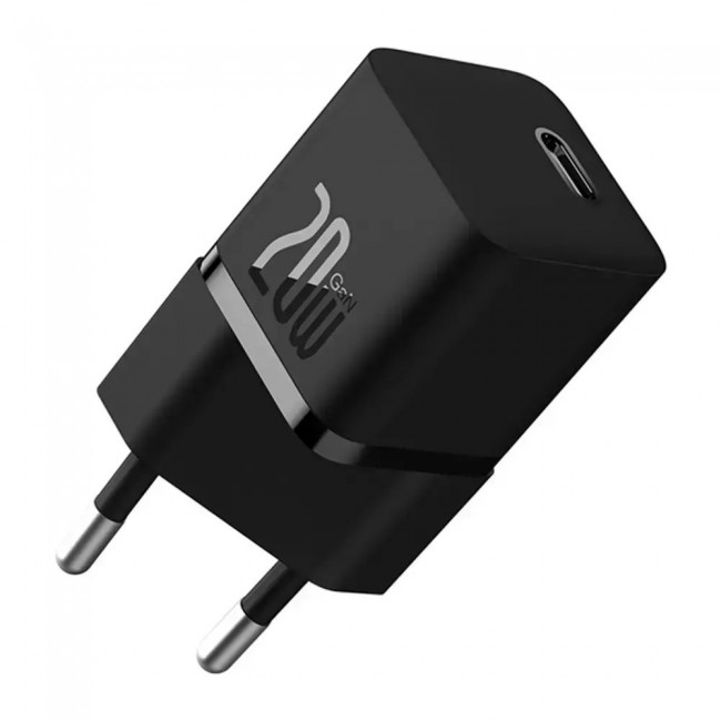 Baseus Φορτιστής Χωρίς Καλώδιο με Θύρα USB-C 20W Power Delivery / Quick Charge 5.0 Μαύρος (GaN5 1C) ***