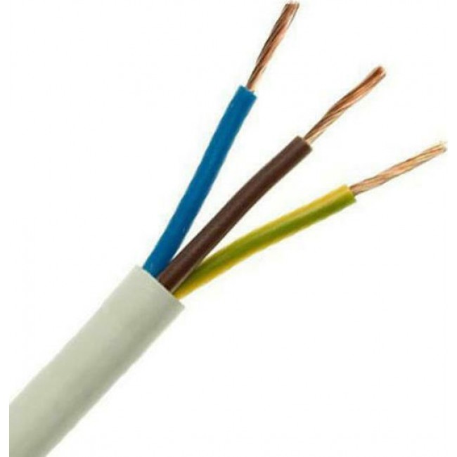EUROLAMP 150-10008 ΚΑΛΩΔΙΟ ΕΥΚΑΜΠΤΟ H05VV-F 3Χ1,5mm² ΛΕΥΚΟ 1m **