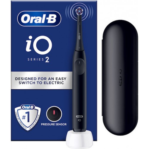 Oral-B iO Series 2 Ηλεκτρική Οδοντόβουρτσα με Αισθητήρα Πίεσης και Θήκη Ταξιδίου Μαύρη