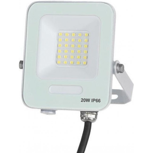 Eurolamp 147-69035 Στεγανός Προβολέας LED 20W Θερμό Λευκό 3000K IP66