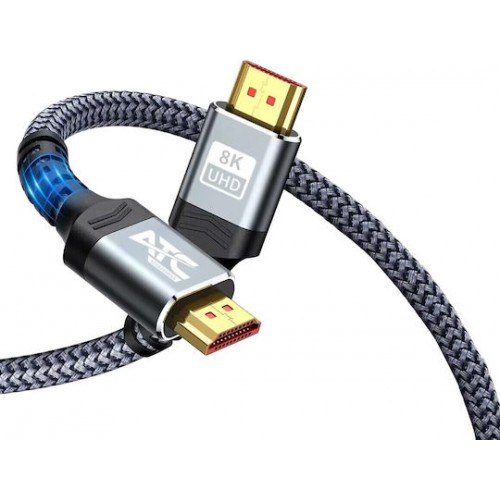 ATC HDMI 2.1 Ultra High Speed 48Gbps 4K 120Hz HDR VRR Cable HDMI male - HDMI male 3m Μπλε *