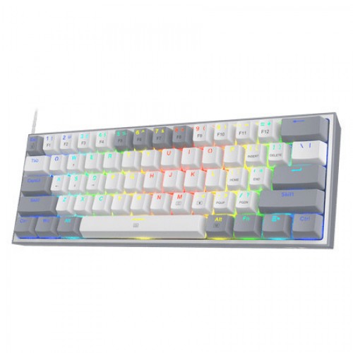 Redragon K617 FIZZ Λευκό / Γκρι Gaming Μηχανικό Πληκτρολόγιο 60% με Custom Red διακόπτες και RGB φωτισμό (Αγγλικό US) 