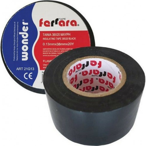 Eurolamp 147-34011 Μονωτική Ταινία 38mm x 20m Μαύρη ***