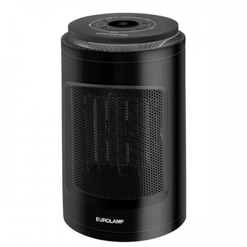 Eurolamp 300-41356 Κεραμικό Αερόθερμο 1500W με Τηλεχειριστήριο, Θερμοστάτη & Περιστροφή Μαύρο