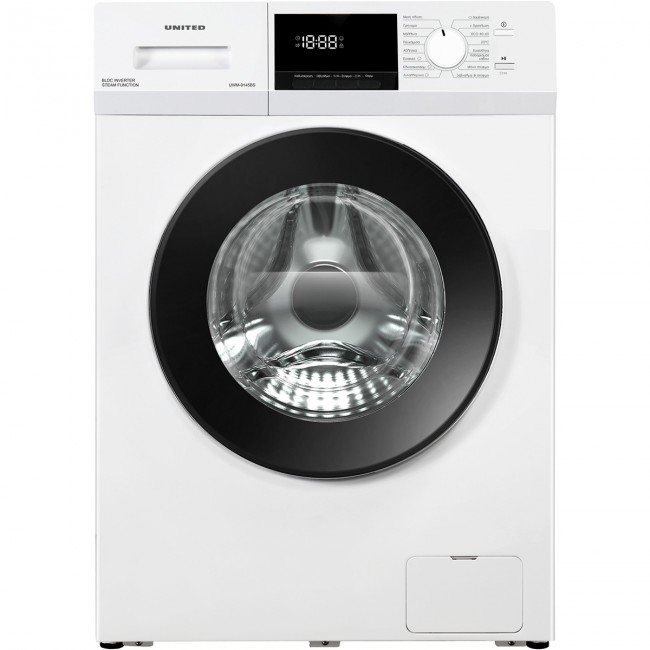 United UWM-9145BS Πλυντήριο Ρούχων 9kg 1400 Στροφών Inverter με Ατμό Λευκό