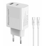 POWERTECH PT-1635 Φορτιστής Τοίχου 20W PD & QC 3.0 USB-A/USB-C με Καλώδιο USB-C Λευκός POWERTECH PT-1635 Φορτιστής Τοίχου 20W PD & QC 3.0 USB-A/USB-C με Καλώδιο USB-C Λευκός