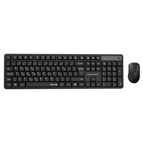 POWERTECH PT-1541 Ασύρματο Σετ Πληκτρολόγιο & Ποντίκι 2.4GHz Αθόρυβο Μαύρο
