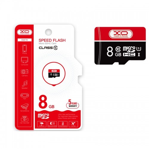 XO Κάρτα Μνήμης microSDHC 8GB U1 UHS-I 75MB/s με αντάπτορα