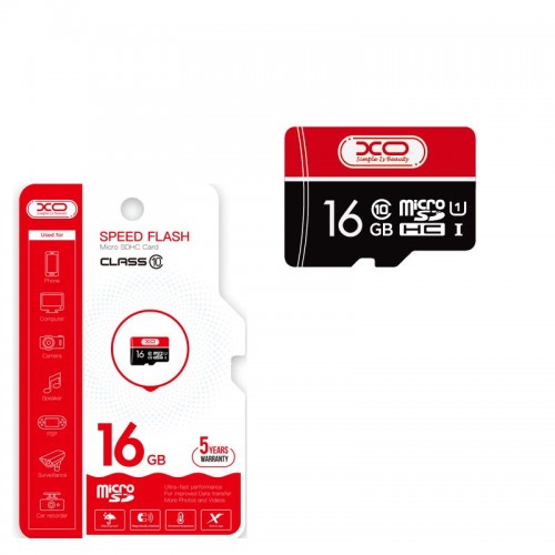 XO Κάρτα Μνήμης microSDHC 16GB U1 UHS-I 75MB/s με αντάπτορα